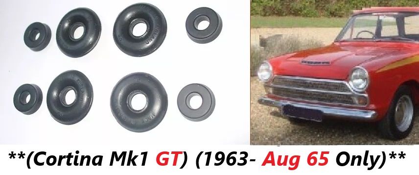REAR BRAKE WHEEL CYLINDER REPAIR SEALS KITS x2 (Ford Cortina Mk1) (GT Only) (**1963- Aug 65 Only**)  